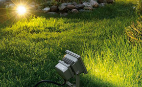  LED floodlights in outdoor landscape lighting project